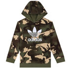 Khaki Green Camouflaged Trefoil Logo Hooded Top, 1, hi-res