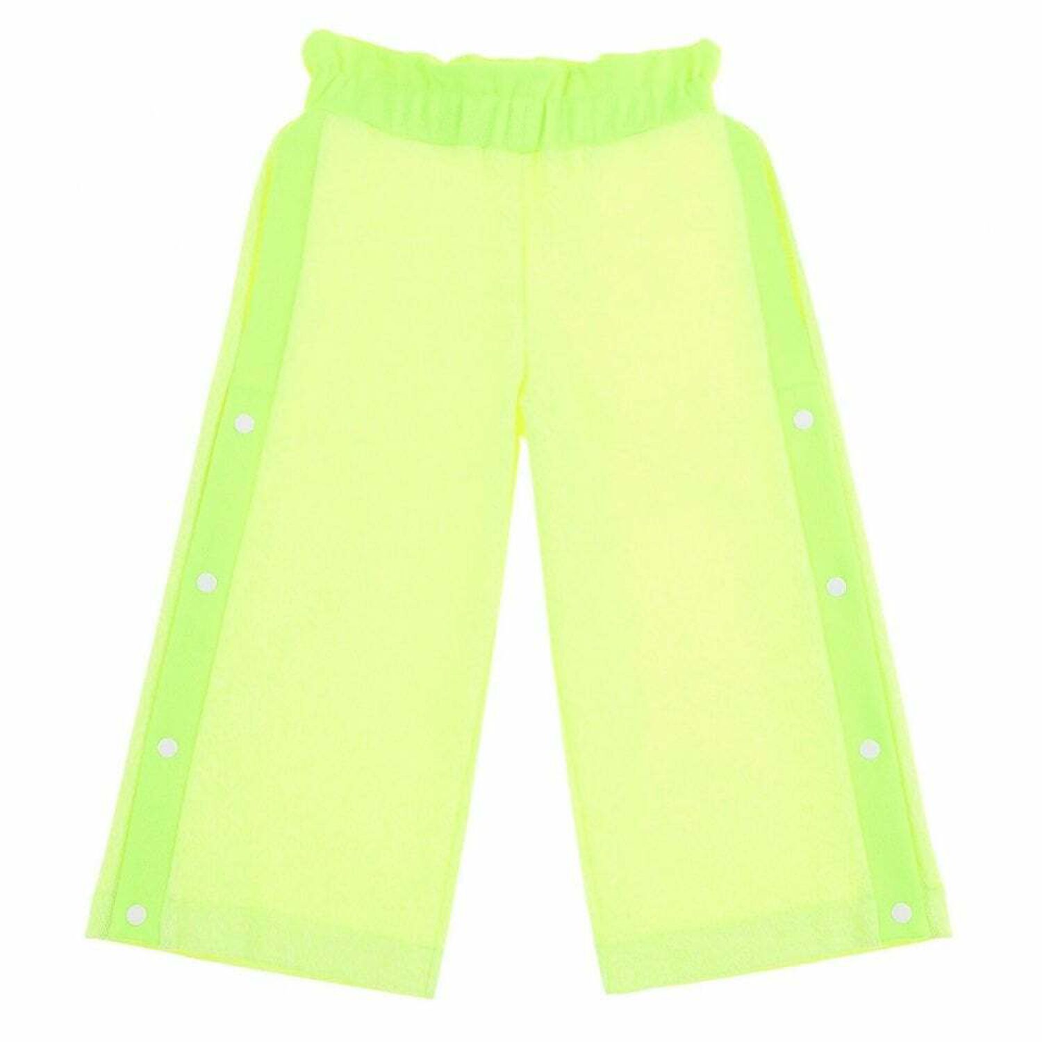 Girls Neon Yellow Wide Leg Trousers, 1, hi-res image number null