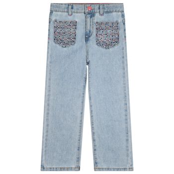 Girls Blue Denim Rhinestone Jeans