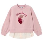 Girls Pink & Ivory Strawberry Sweatshirt, 1, hi-res