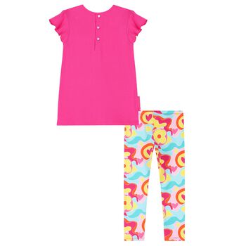 Girls Pink Floral Leggings Set