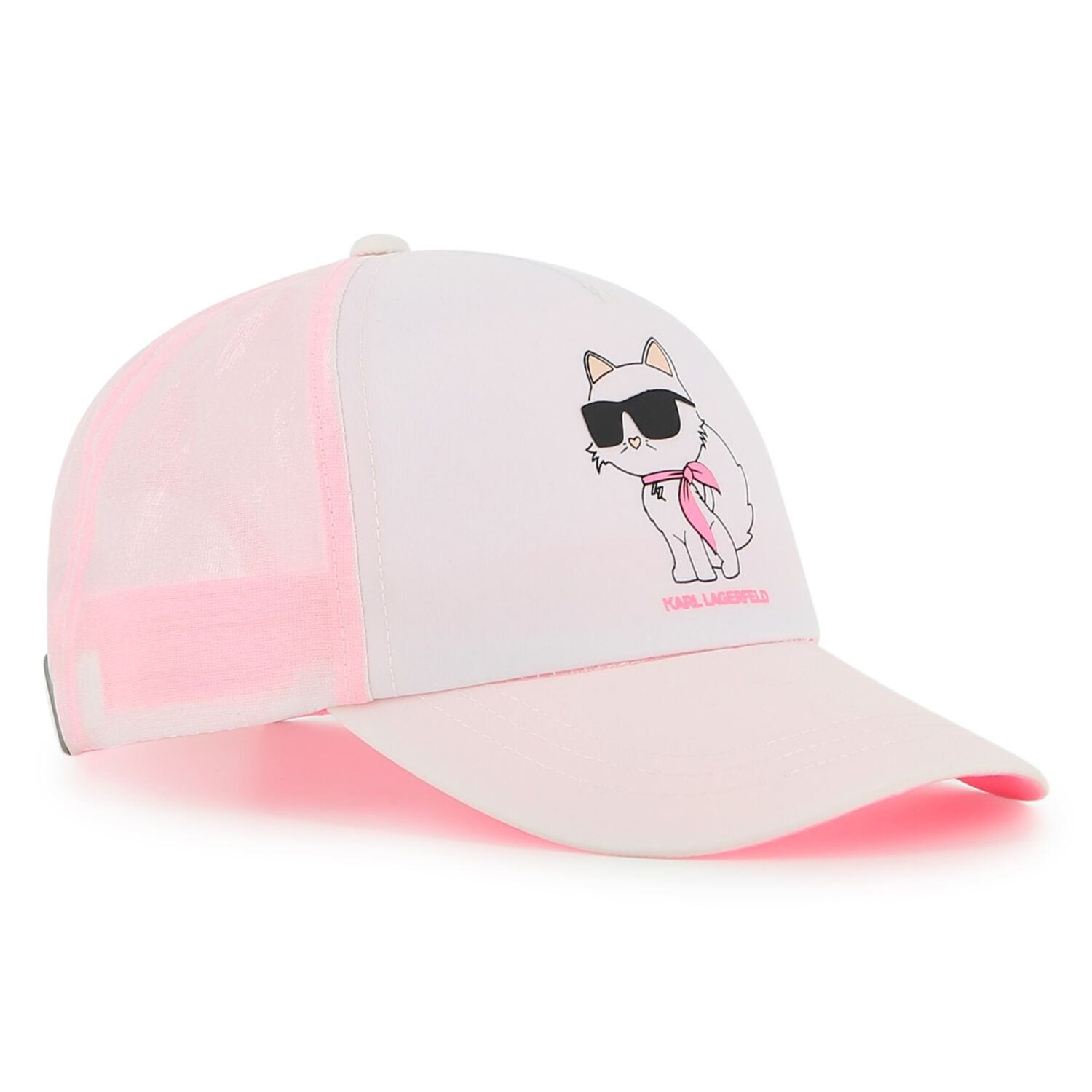 Girls White & Pink Choupette Cap, 1, hi-res