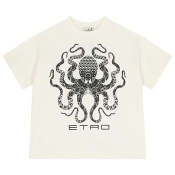 Boys Ivory & Black Octopus T-Shirt             