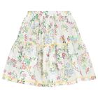 Girls White Floral Skirt Set, 1, hi-res