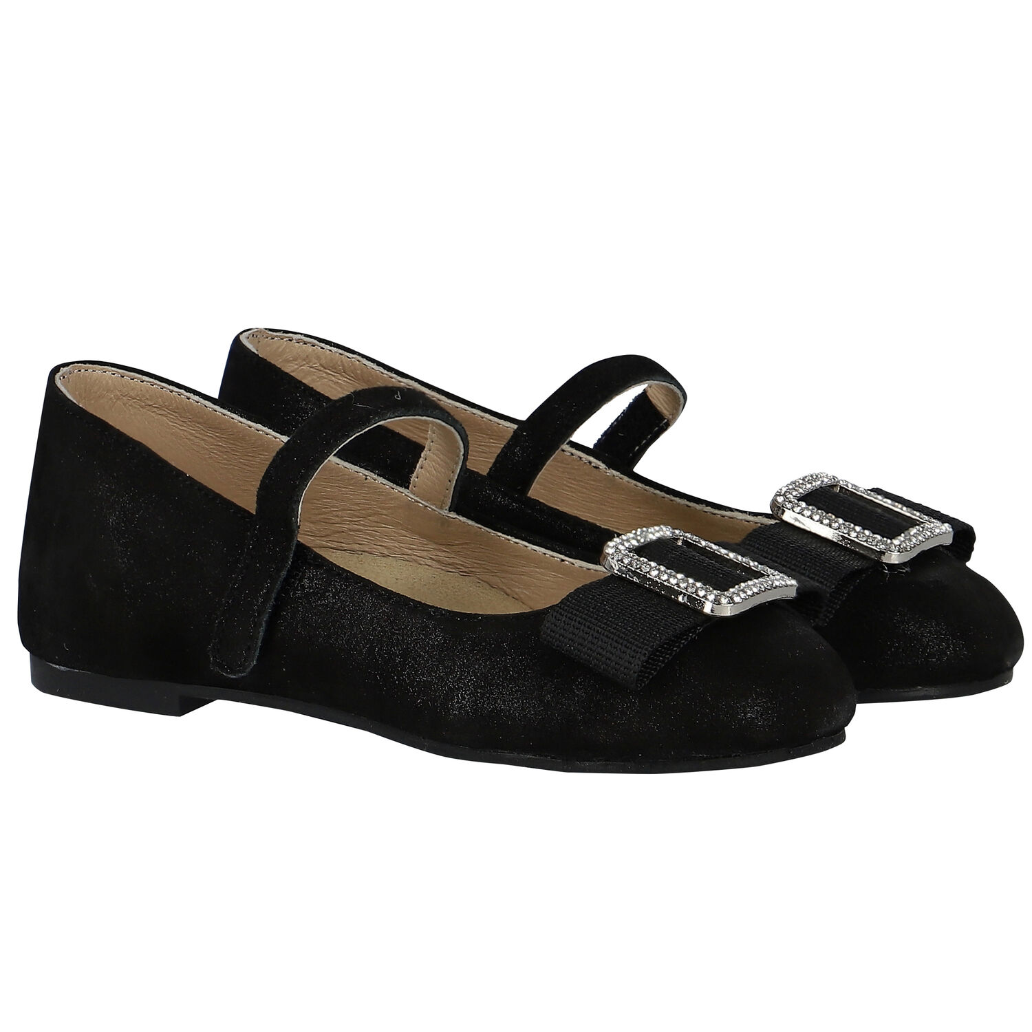 Girls Black Embellished Bow Shoes, 1, hi-res image number null