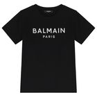 Boys Black & Silver Logo T-Shirt, 1, hi-res