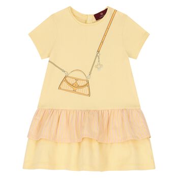 Younger Girls Yellow Bag Logo Dress