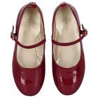 Girls Burgundy Logo Patent Leather Shoes, 1, hi-res