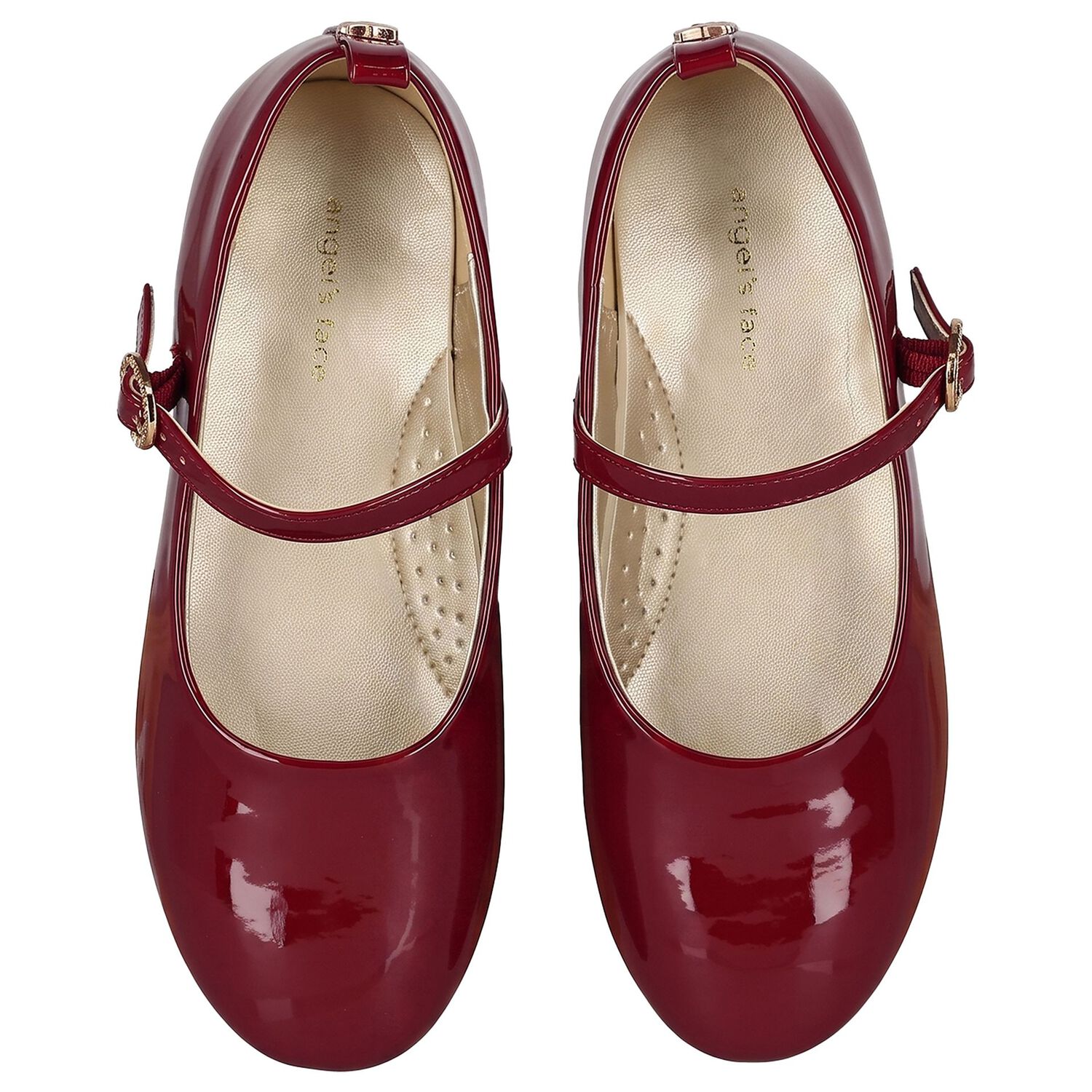 Girls Burgundy Logo Patent Leather Shoes, 1, hi-res