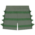 Boys Green Striped Shorts, 1, hi-res