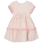Girls Pink & Gold Bow Dress, 1, hi-res
