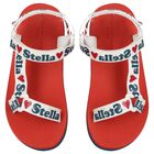 Girls Red & Blue Logo Sandals, 1, hi-res