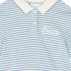 Girls Blue & Ivory Striped Logo Polo Dress, 1, hi-res