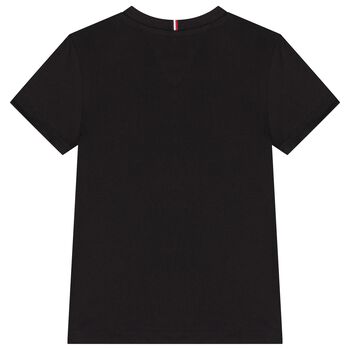 Boys Black Flag Logo Cotton T-Shirt