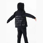 Boys Black Hooded Zip Up Top, 1, hi-res