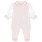Baby Girls Pink Lace Babygrow, 1, hi-res