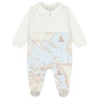 Baby Boys Beige & Blue Geo Map Babygrow Gift Set, 2, hi-res