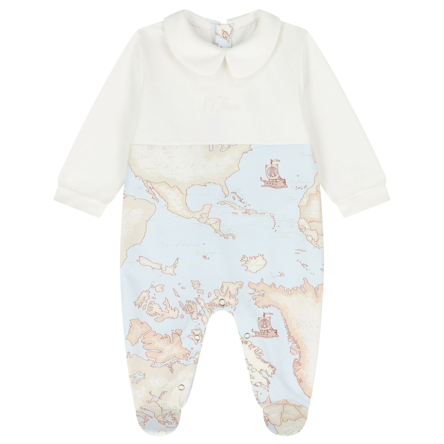Baby Boys Beige & Blue Geo Map Babygrow Gift Set, 2, hi-res