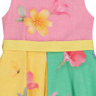 Girls Pink , Green, Yellow Floral Dress, 1, hi-res
