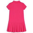 Girls Pink Logo Polo Dress, 2, hi-res