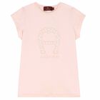 Girls Pink Embellished Logo T-Shirt, 2, hi-res