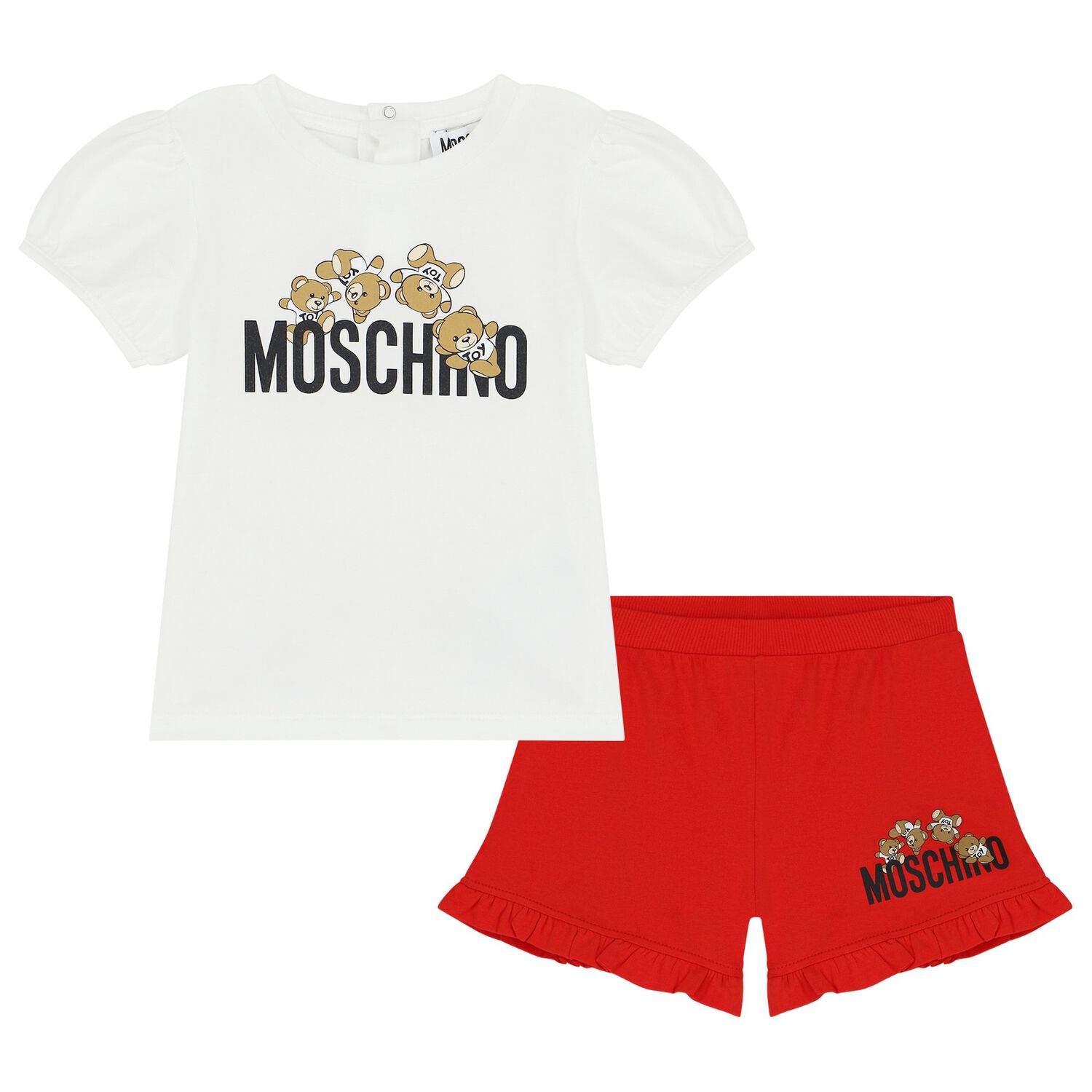 Younger Girls White Logo Shorts Set, 2, hi-res image number null