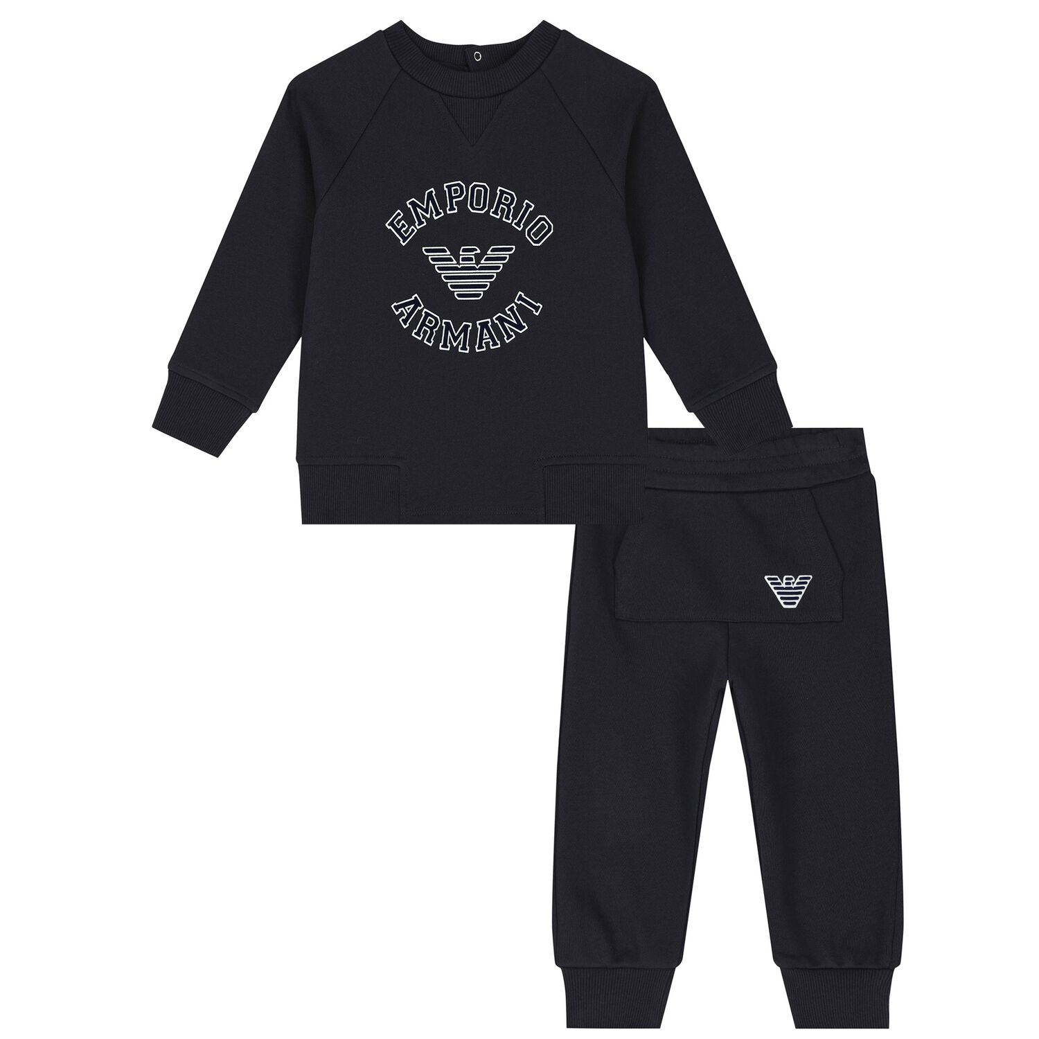 Younger Boys Navy Blue Logo Tracksuit, 1, hi-res