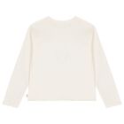 Girls Ivory Embellished Butterflies Sequin Long Sleeve Top, 1, hi-res