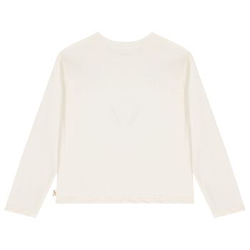 Girls Ivory Embellished Butterflies Sequin Long Sleeve Top