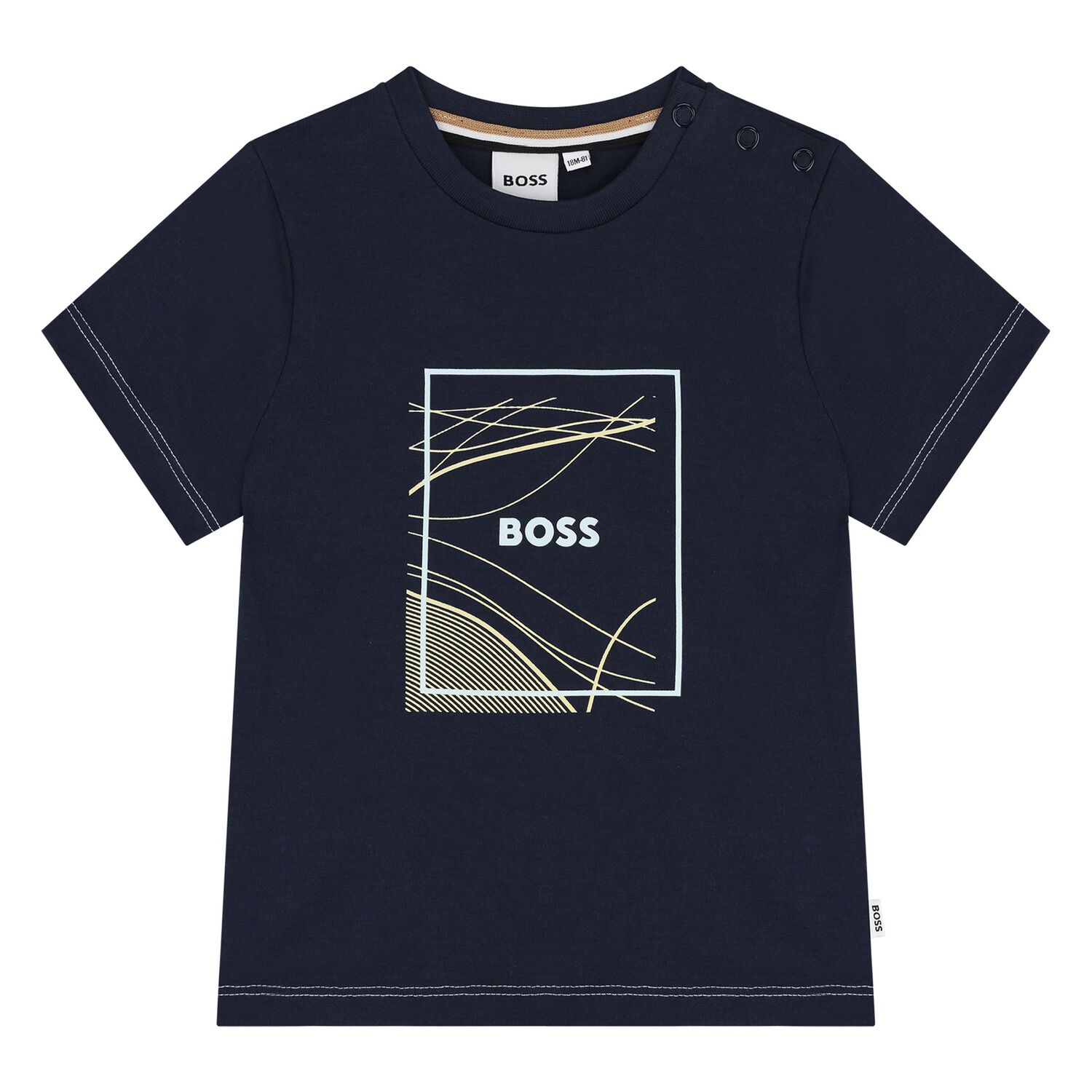 Younger Boys Navy Blue Logo T-Shirt, 1, hi-res