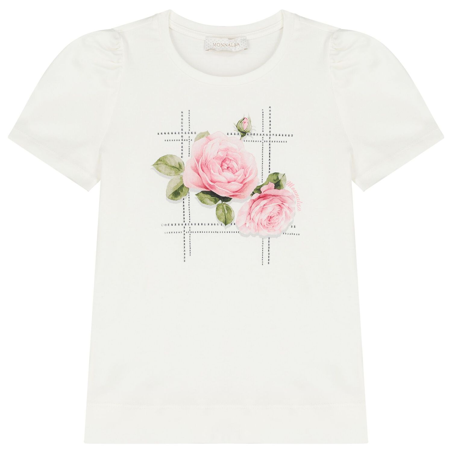 Girls Ivory & Pink Roses Skirt Set, 1, hi-res