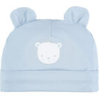 Baby Boys Blue Teddy Hat, 1, hi-res