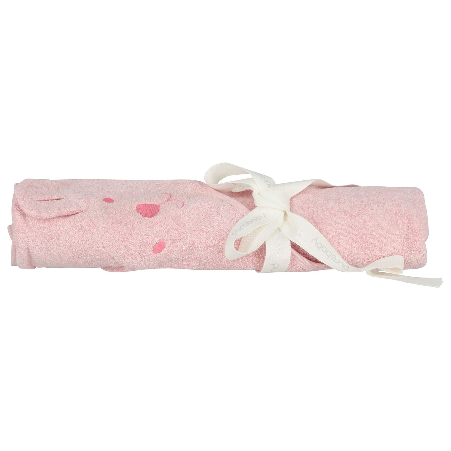 Baby Girls Pink Teddy Bear Hooded Towel, 2, hi-res