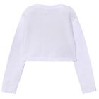 Girls White Bow Knit Cardigan, 1, hi-res