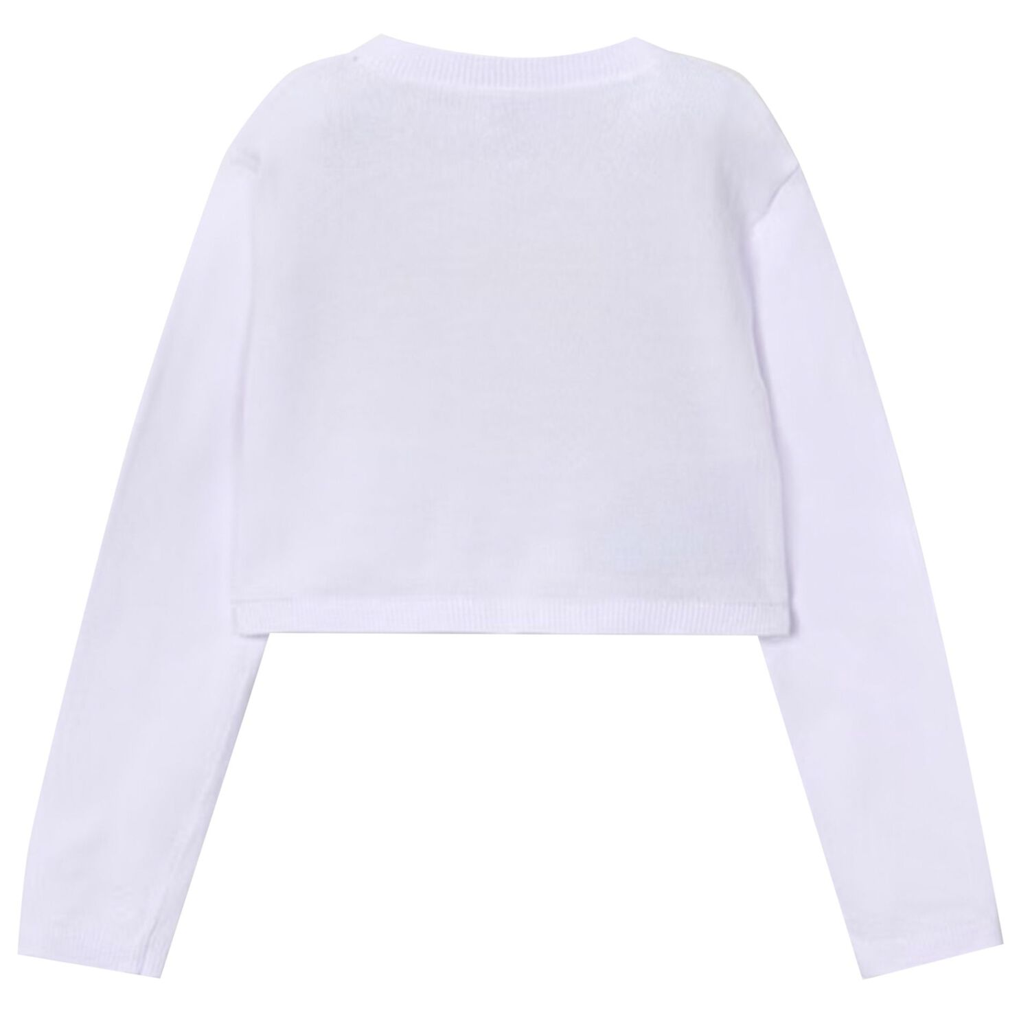 Girls White Bow Knit Cardigan, 1, hi-res