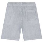 Boys White & Navy Striped Shorts Set, 1, hi-res