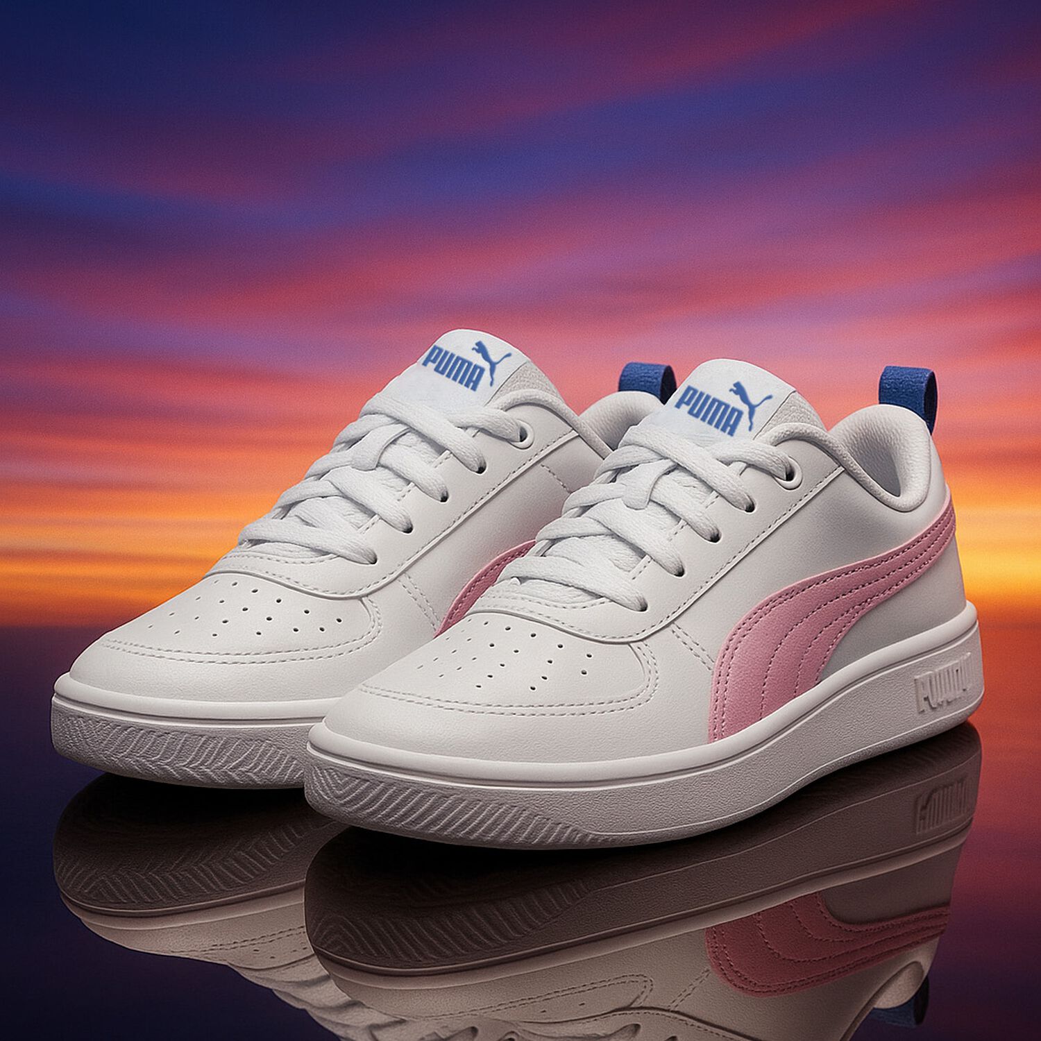 Girls White & Pink Rickie Trainers, 2, hi-res