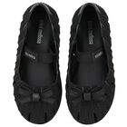 Younger Girls Black Bow Shoes, 1, hi-res