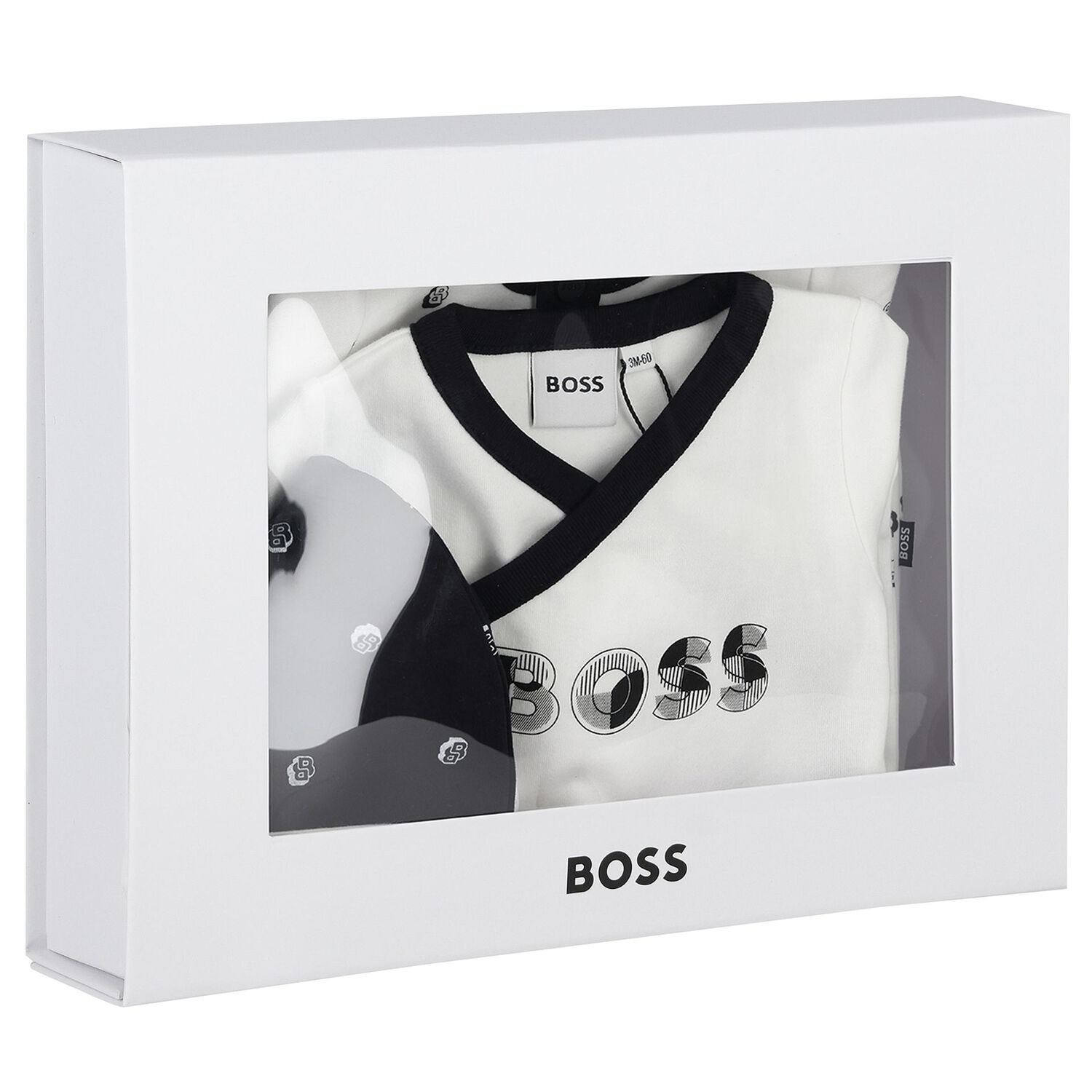 Baby Boys White & Black Logo Babygrow Gift Set, 1, hi-res