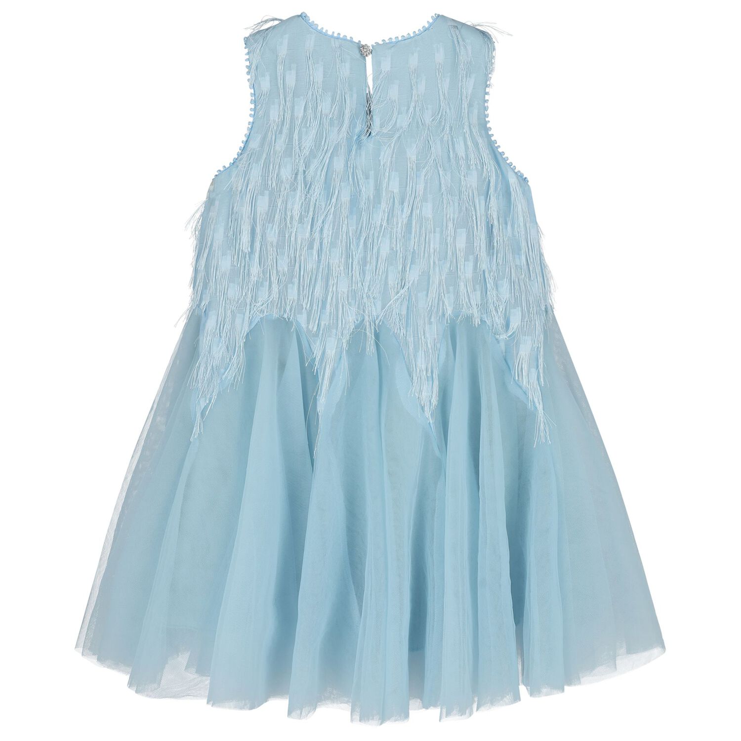 Girls Blue Fringed Dress, 1, hi-res