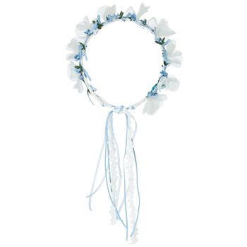 Girls White & Blue Flower Headband
