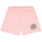 Girls Pink Teddy Bear Logo Shorts, 2, hi-res
