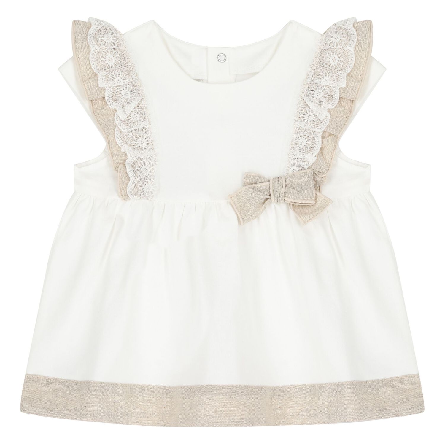 Younger Girls Ivory & Beige Dress Set, 1, hi-res