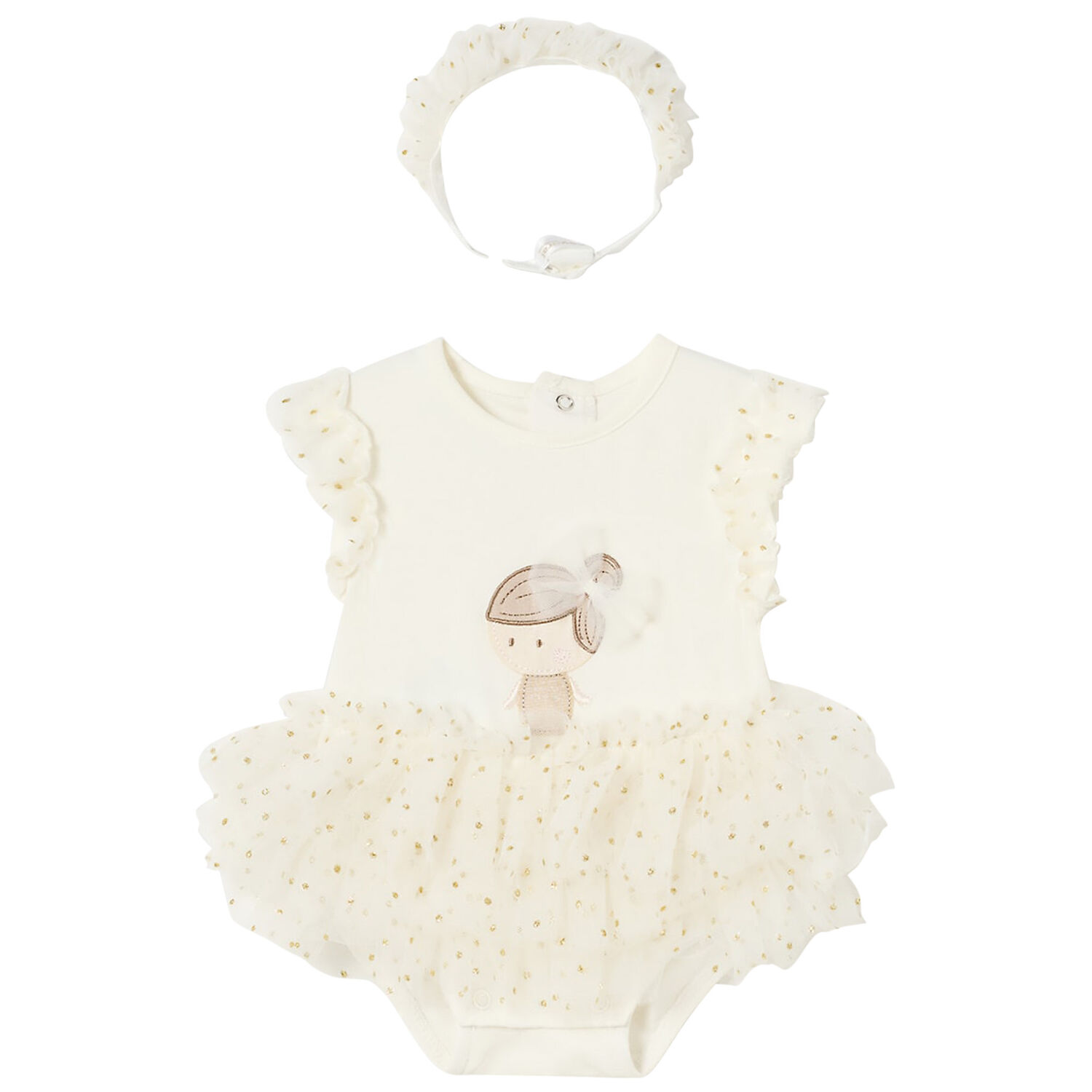 Baby Girls Ivory Tulle Bodysuit & Headband Set, 2, hi-res