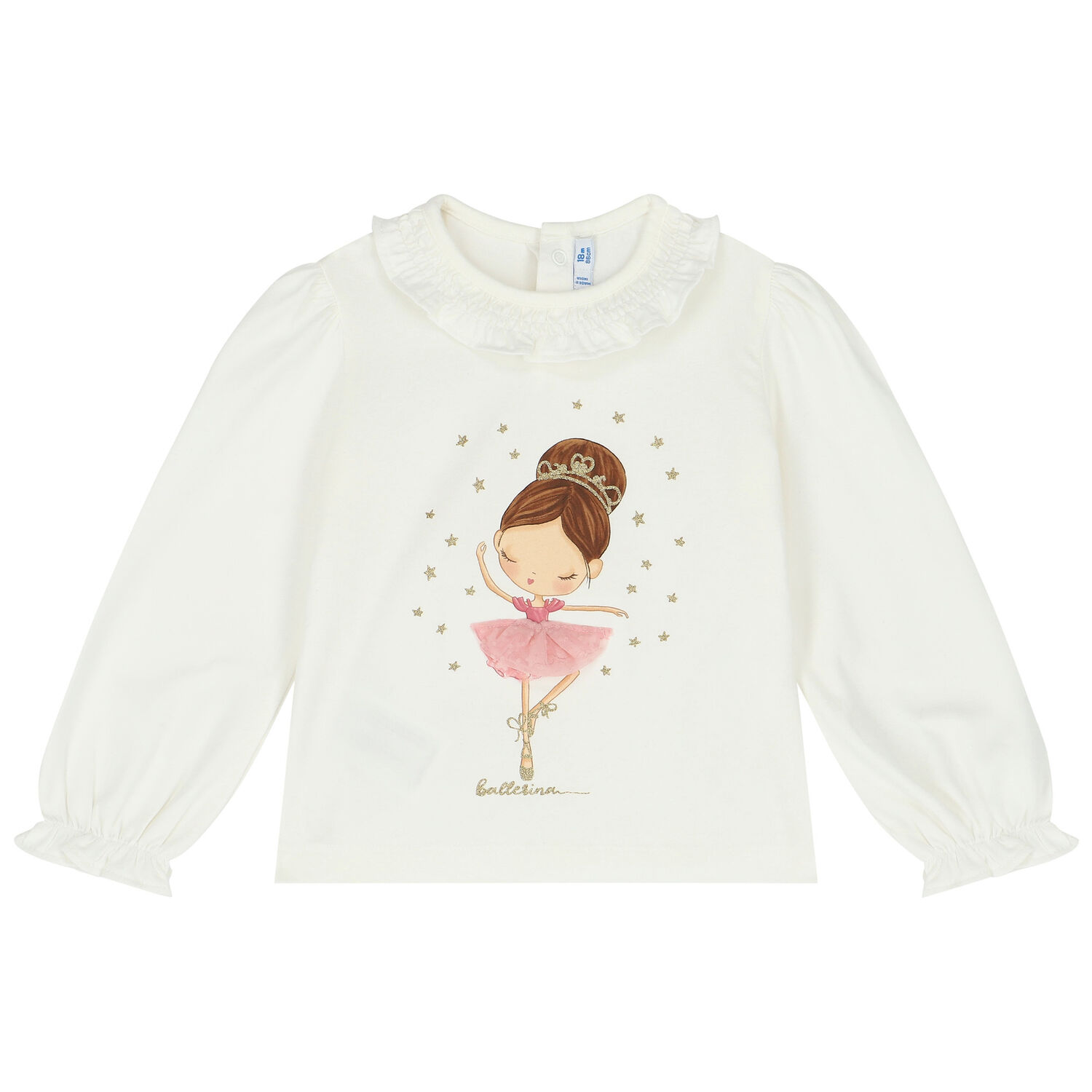 Younger Girls Ivory Long Sleeve Top, 1, hi-res