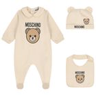 Beige Teddy Bear Logo Babygrow Gift Set, 2, hi-res