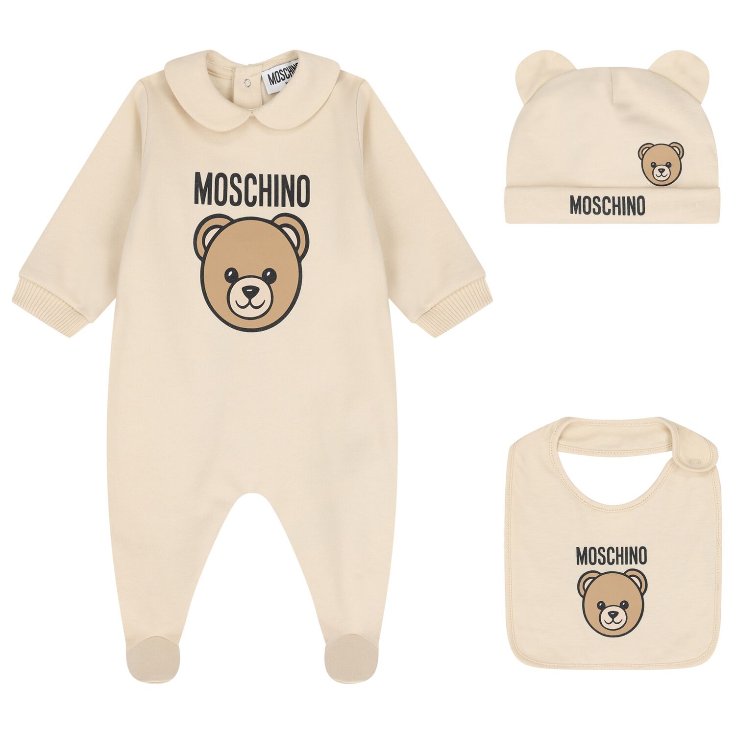 Beige Teddy Bear Logo Babygrow Gift Set, 2, hi-res