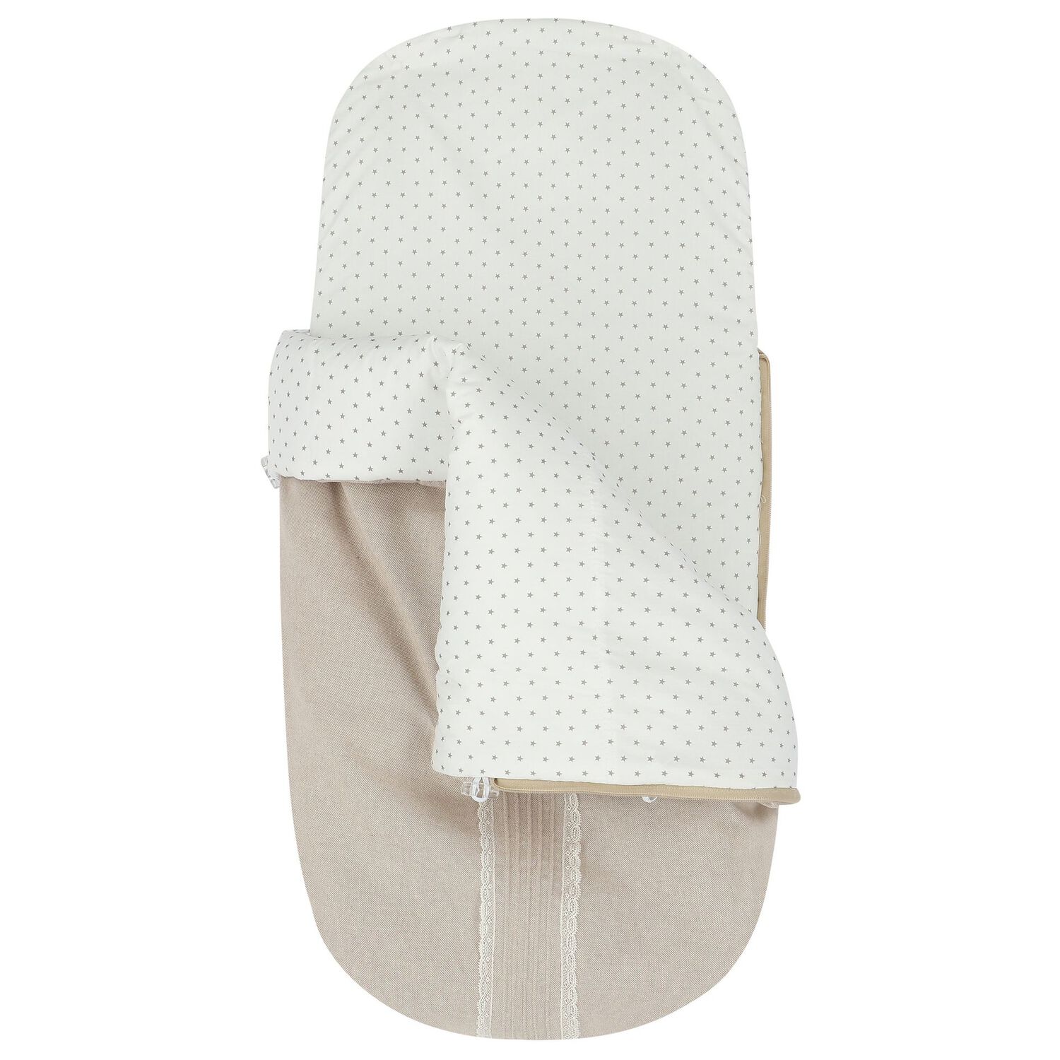 Beige & White Stars Baby Pram Nest, 3, hi-res