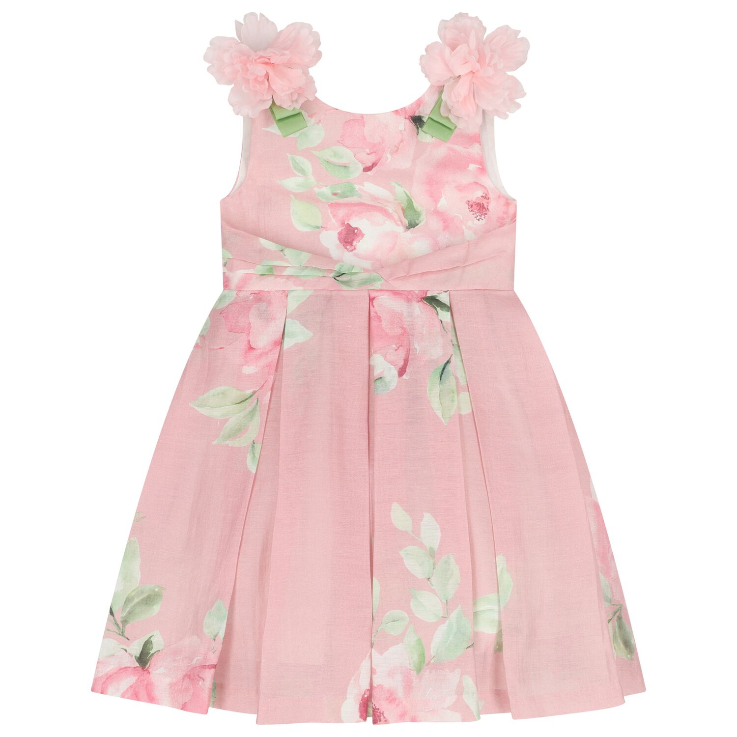 Girls Pink Floral Dress, 1, hi-res