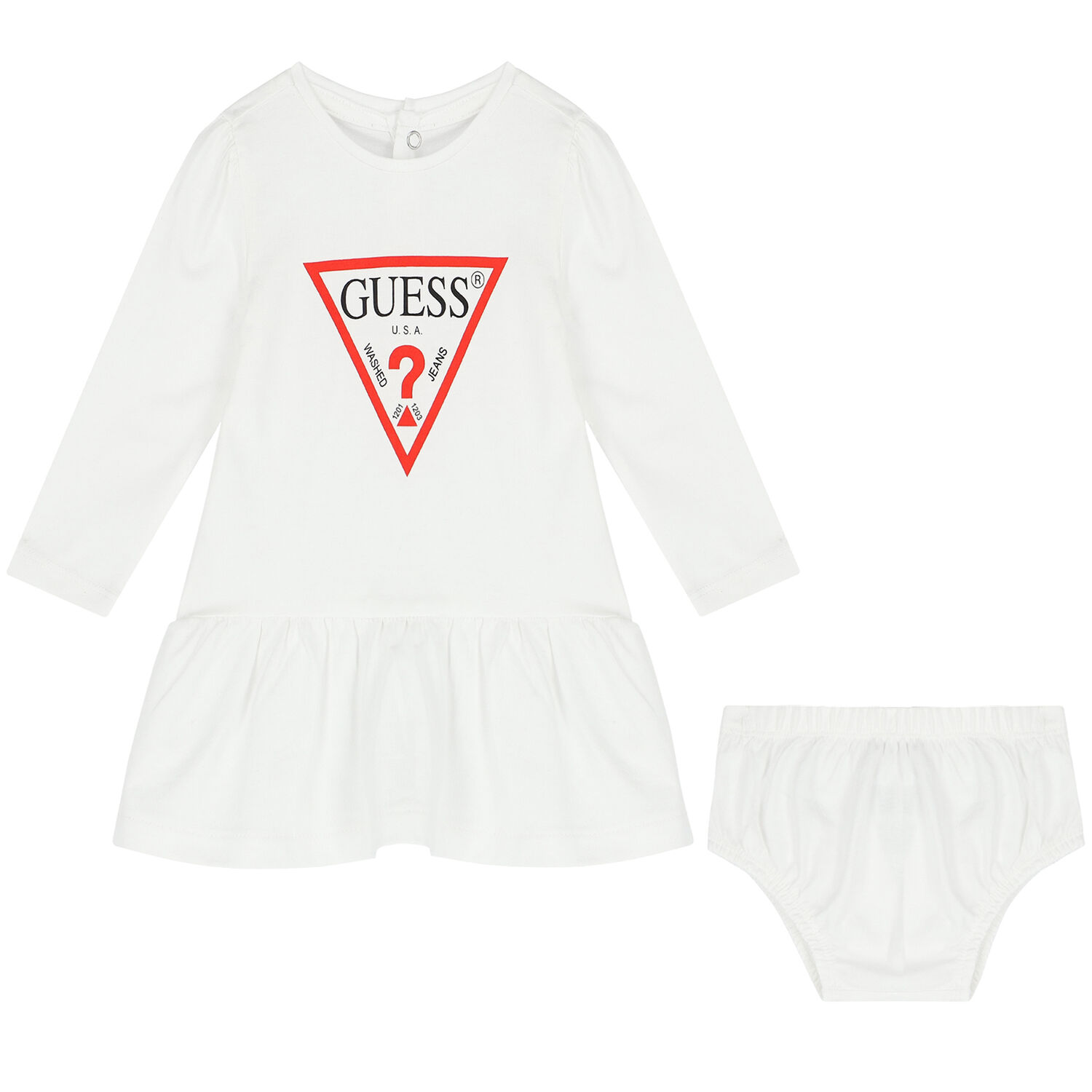 Baby Girls White Logo Dress Set, 1, hi-res